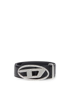 Diesel 4cm leather belt with hammered Oval D buckle - Belts - Unisex - Black
