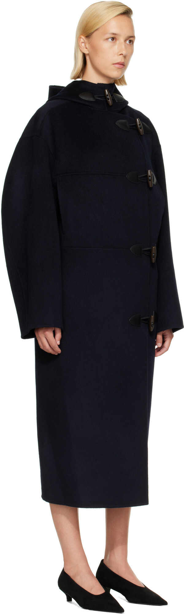 Róhe Navy Double-Faced Wool Duffle Coat
