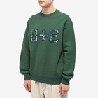 END. x Beams Plus 'Ivy League' Patch Logo Crew Sweat in Dark Green