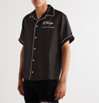 AMIRI - Camp-Collar Embroidered Silk-Satin Shirt - Black