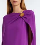 Oscar de la Renta Embellished caped silk-blend georgette gown