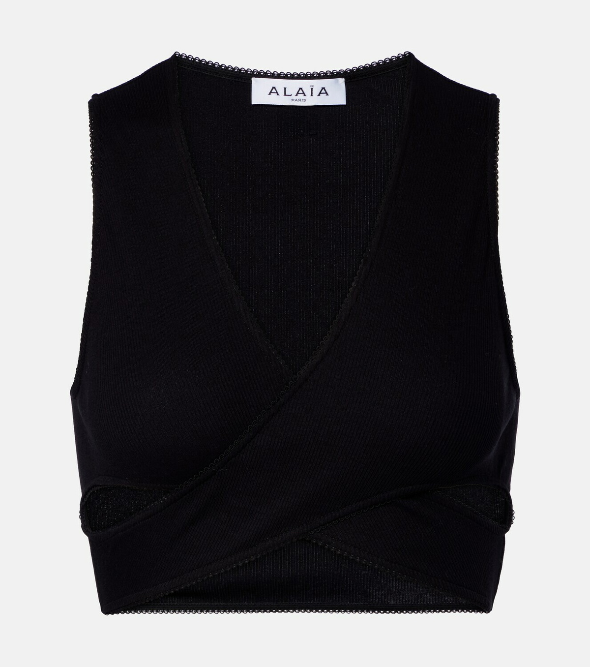 Alaïa Ribbed-knit jersey crop top