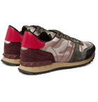 Valentino - Valentino Garavani Rockrunner Suede, Leather and Canvas Sneakers - Pink