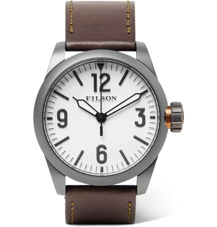 Photo: Filson - Field Stainless Steel and Leather Watch - White