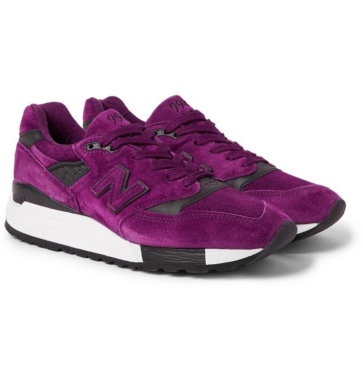 Photo: New Balance - 998 Leather-Trimmed Suede and Mesh Snearkers - Men - Purple