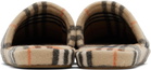 Burberry Tan Check Wool Blend Slippers