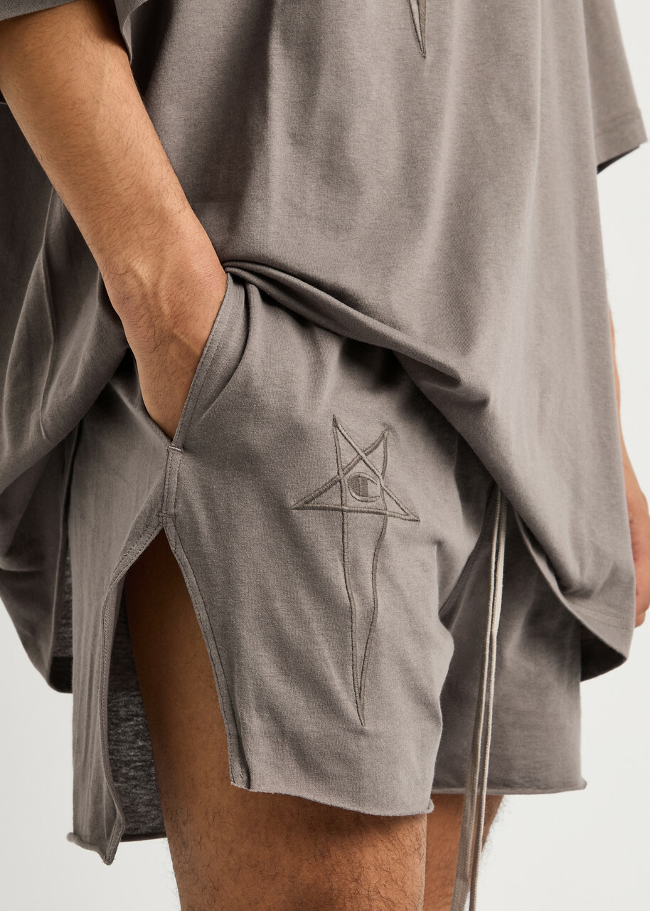 Rick Owens X Champion Dolphin Cotton Shorts Grey Rick Owens