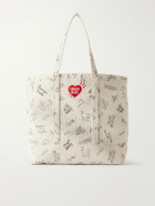 Human Made - Logo-Embroidered Printed Cotton-Corduroy Tote Bag - White