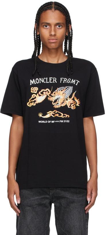 Photo: Moncler Genius 7 Moncler FRGMT Hiroshi Fujiwara Black Graphic Dragon T-Shirt