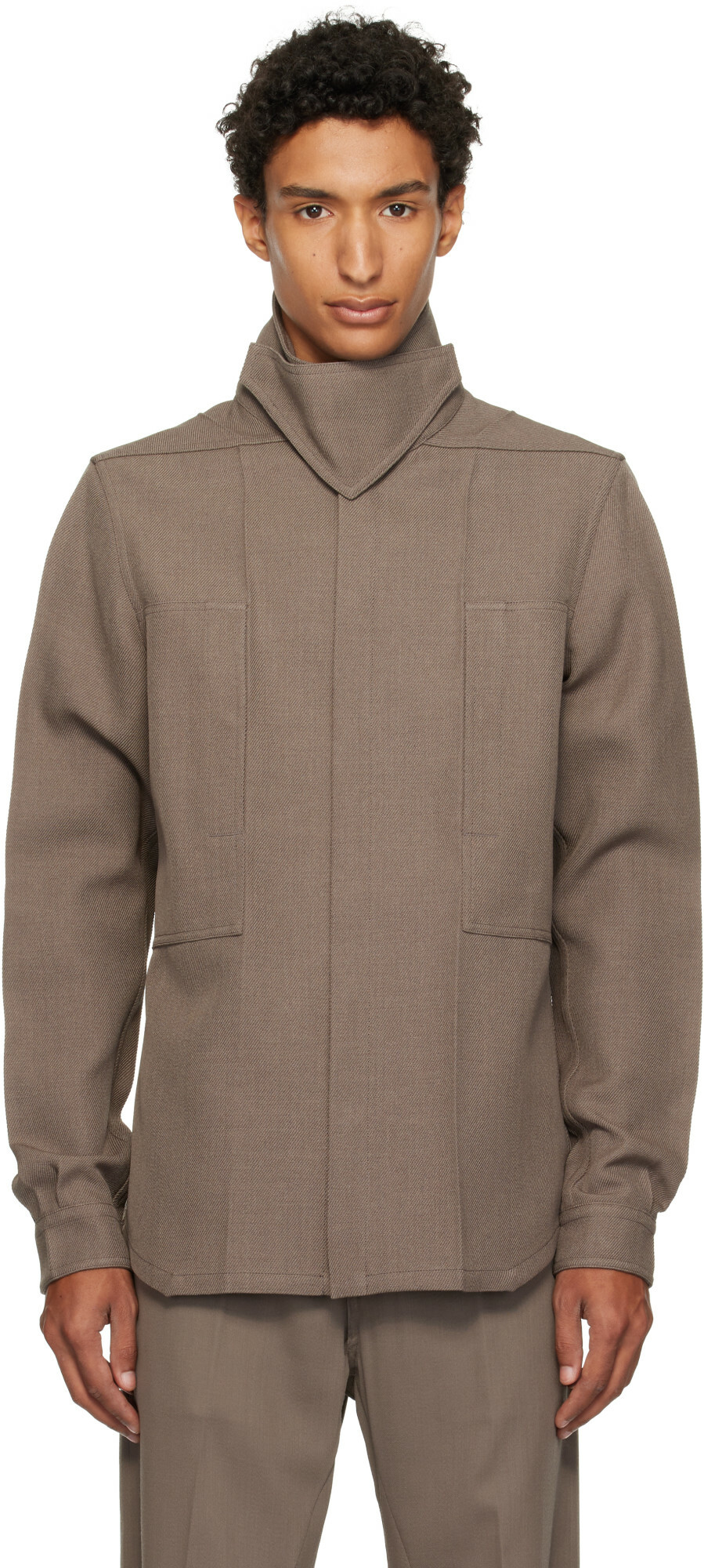 Rick Owens Taupe Tower Outershirt Jacket
