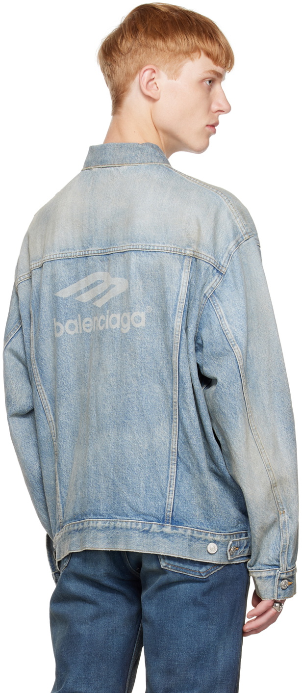 Balenciaga Blue 3B Sports Denim Jacket Balenciaga