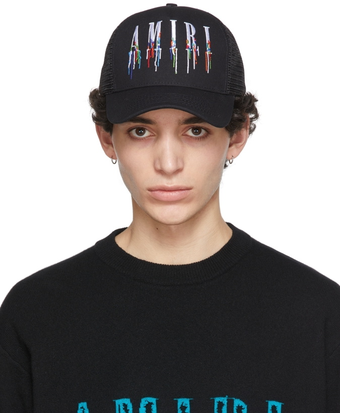 Photo: AMIRI Black Paint Drip Core Logo Trucker Cap