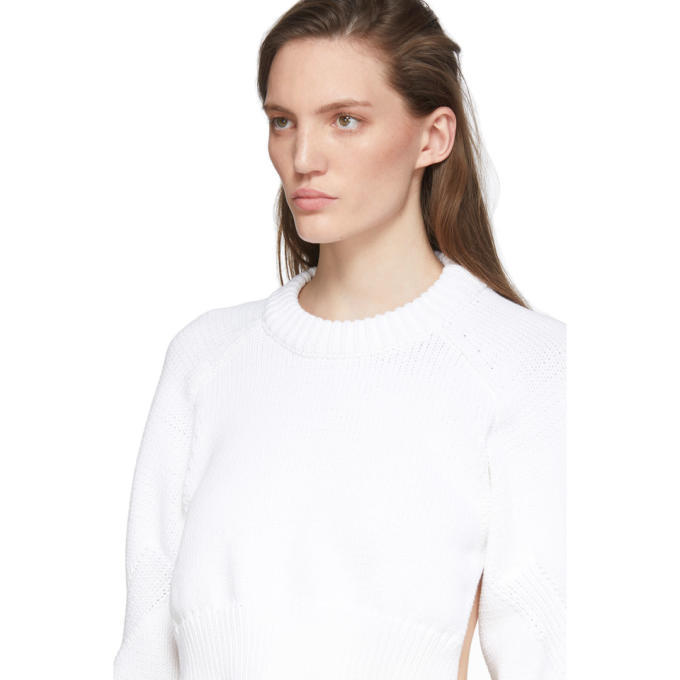 Tibi White Tube Yarn Open Back Sweater