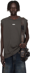 VETEMENTS Brown Oval Logo Jersey Tank Top