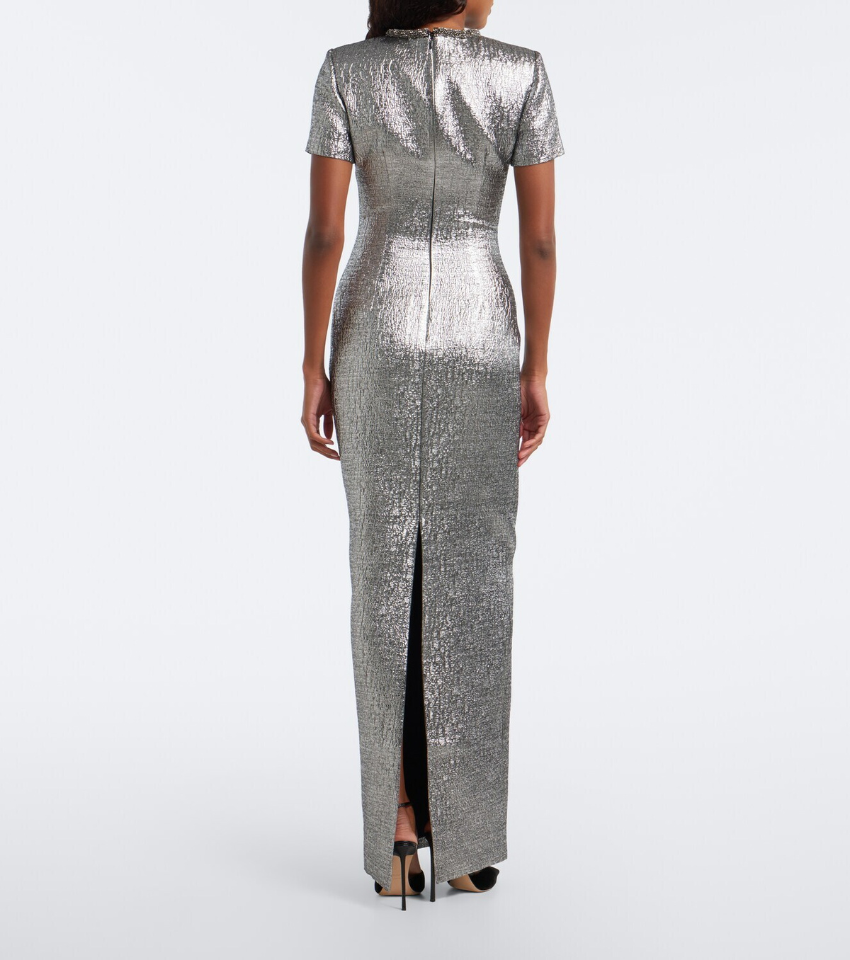 Roland Mouret Embellished lamé jacquard gown
