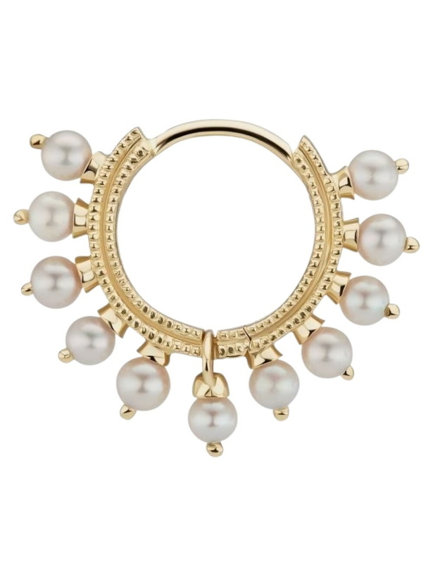 Photo: MARIA TASH 18K Yellow Gold Pearl Coronet Hoop Earring