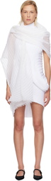 ISSEY MIYAKE White Silk Wool Pleats Stole Scarf