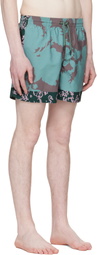 Dries Van Noten Blue & Green Printed Swim Shorts