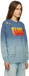 R13 Blue Oversized Elvis Crewneck