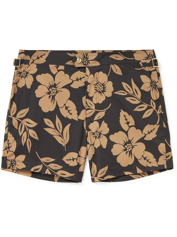 Photo: TOM FORD - Slim-Fit Mid-Length Floral-Print Swim Shorts - Brown