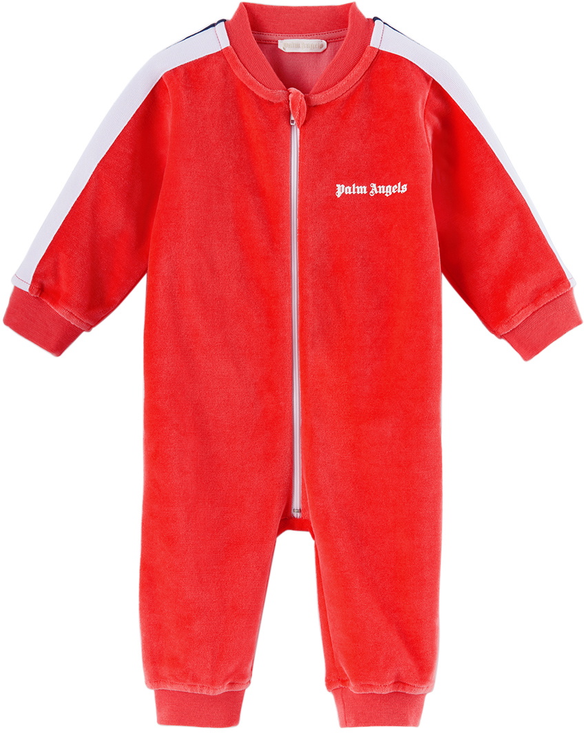 Palm Angels Baby Red Stripe Trim Jumpsuit