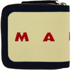 Marni Off-White & Navy Jacquard Logo Zip-Around Wallet