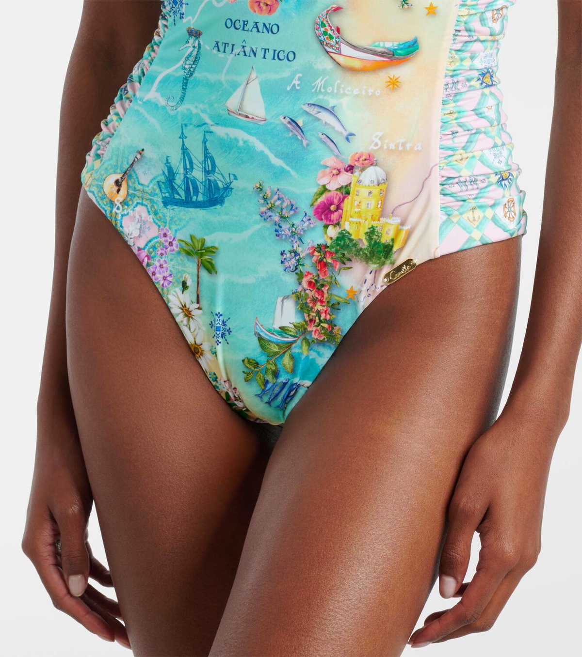 Camilla Embellished printed swimsuit