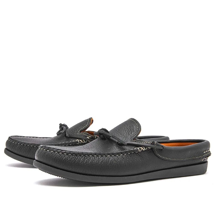 Photo: EasyMoc Men's Lace Slip On Boat Shoe in Black Grizzly