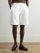 Rubinacci - Manny Straight-Leg Pleated Cotton Shorts - White
