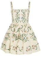 Agua BY Agua Bendita Lima Floral-print Linen Mini Dress Multicoloured