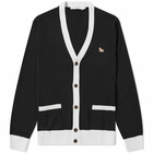 Maison Kitsuné Men's Baby Fox Patch Bicolor Classic Cardigan in Black