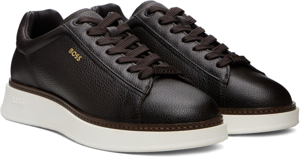 BOSS Brown Leather Sneakers