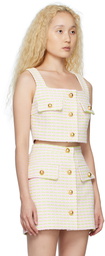 Pushbutton Multicolor Tweed Tank Top