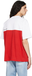 VTMNTS Red & White Colorblocked T-Shirt