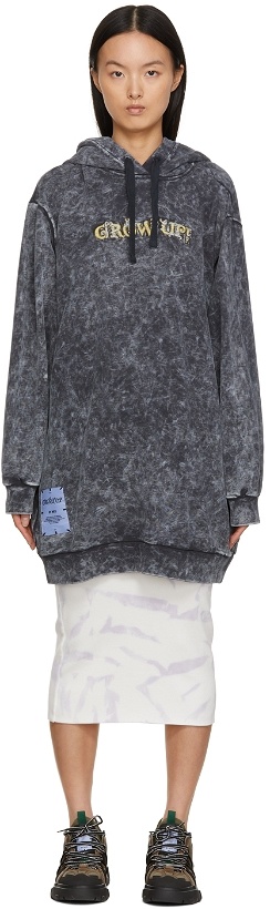 Photo: MCQ Black & Grey Tie-Dye Forest Party Hoodie