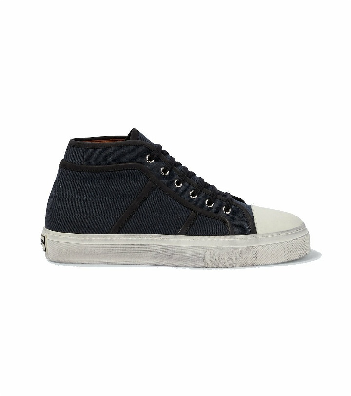 Photo: Dolce&Gabbana - Denim leather-trimmed sneakers