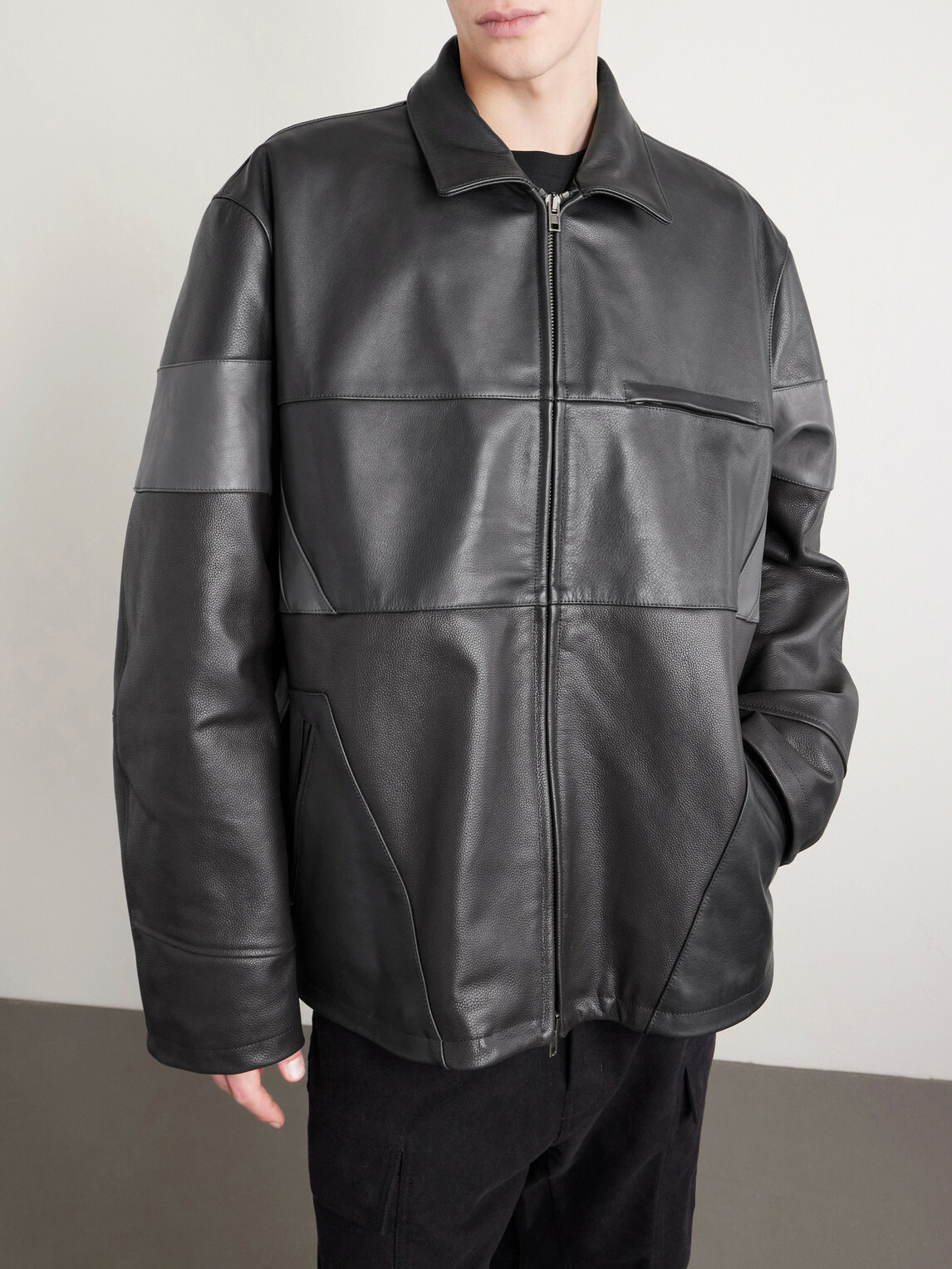 VETEMENTS - Cut-Up Oversized Patchwork Leather Jacket - Black