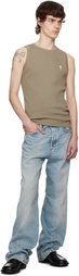 AMI Paris Khaki Cotton Rib Ami de Coeur Tank Top