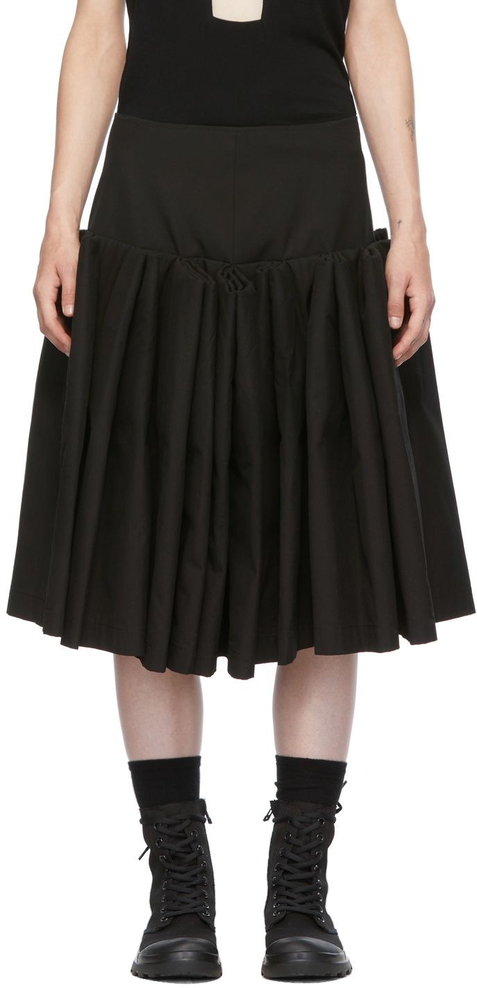 Yohji Yamamoto Black Tuck Pannier Skirt Yohji Yamamoto