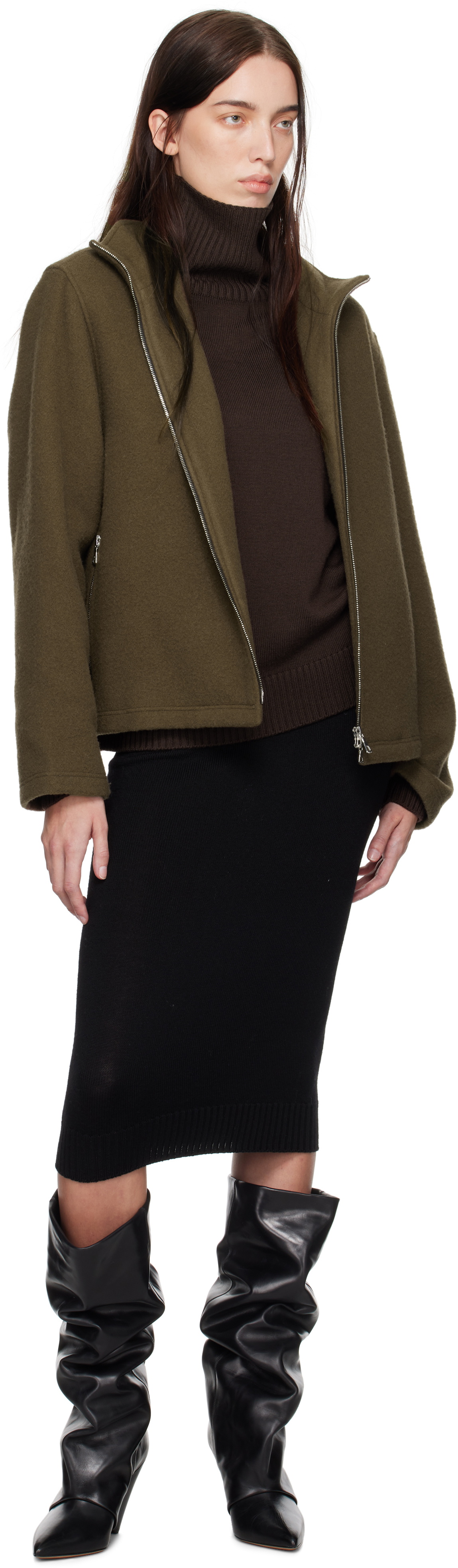 Max Mara Leisure Black Melk Midi Skirt