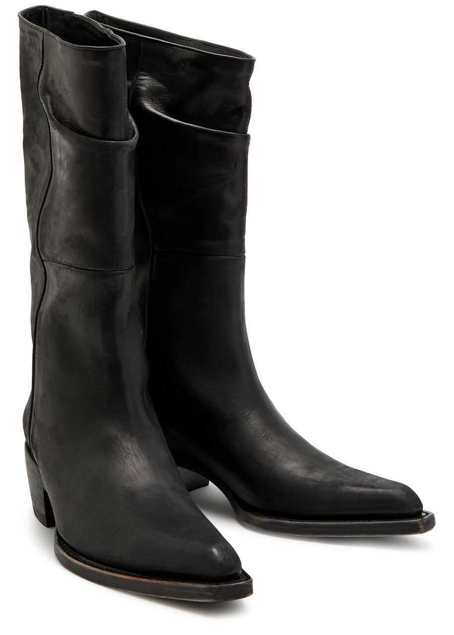 Khaite Clive 35 Leather Mid-calf Boots Black