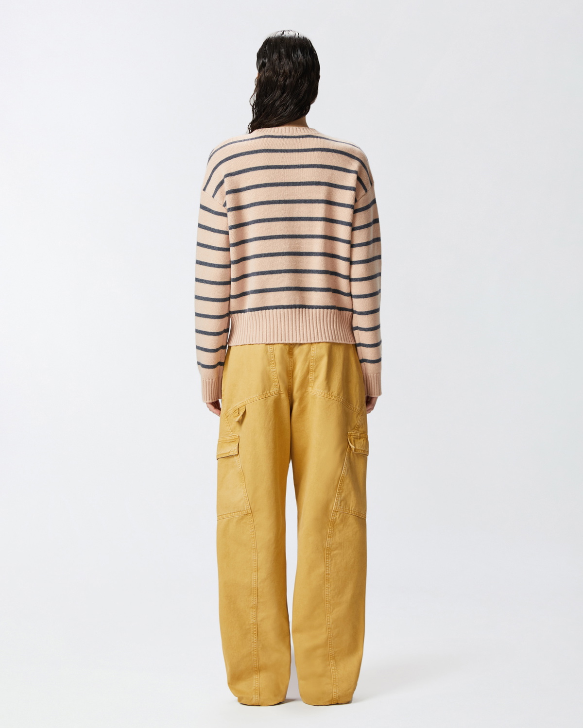 Pinko Striped Sweater With Logo Nude/Grey/Orange