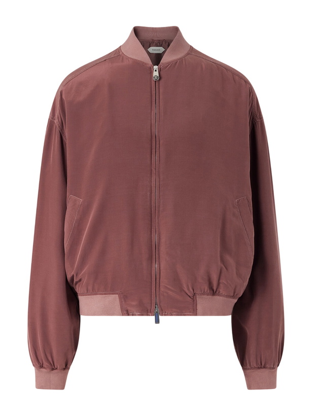 Photo: Versace - Ribbed Knit-Trimmed Silk-Poplin Blouson Jacket - Purple