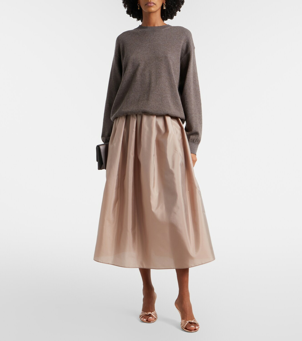 'S Max Mara Effetto pleated taffeta midi skirt