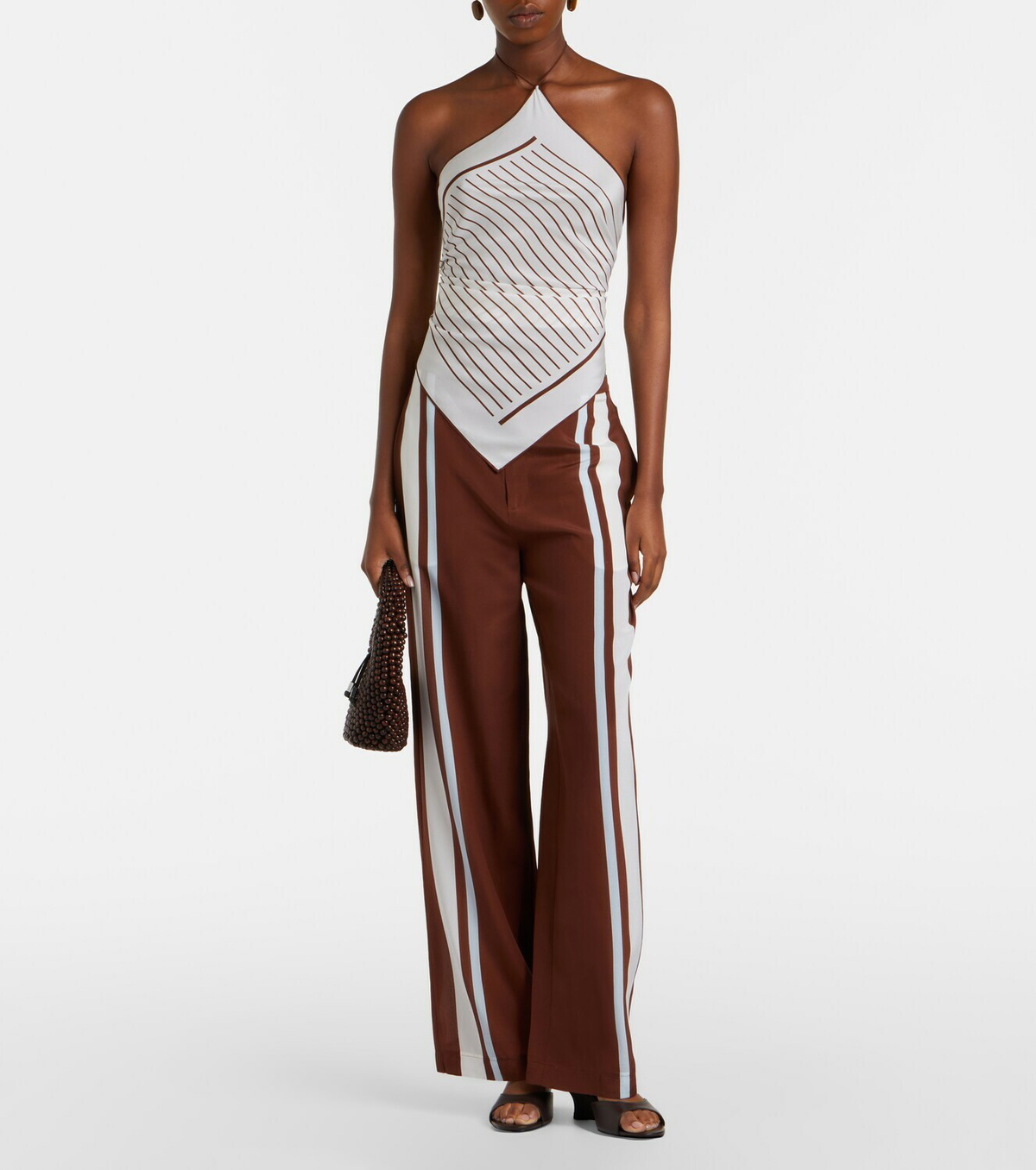 SIR Marais striped halterneck silk top
