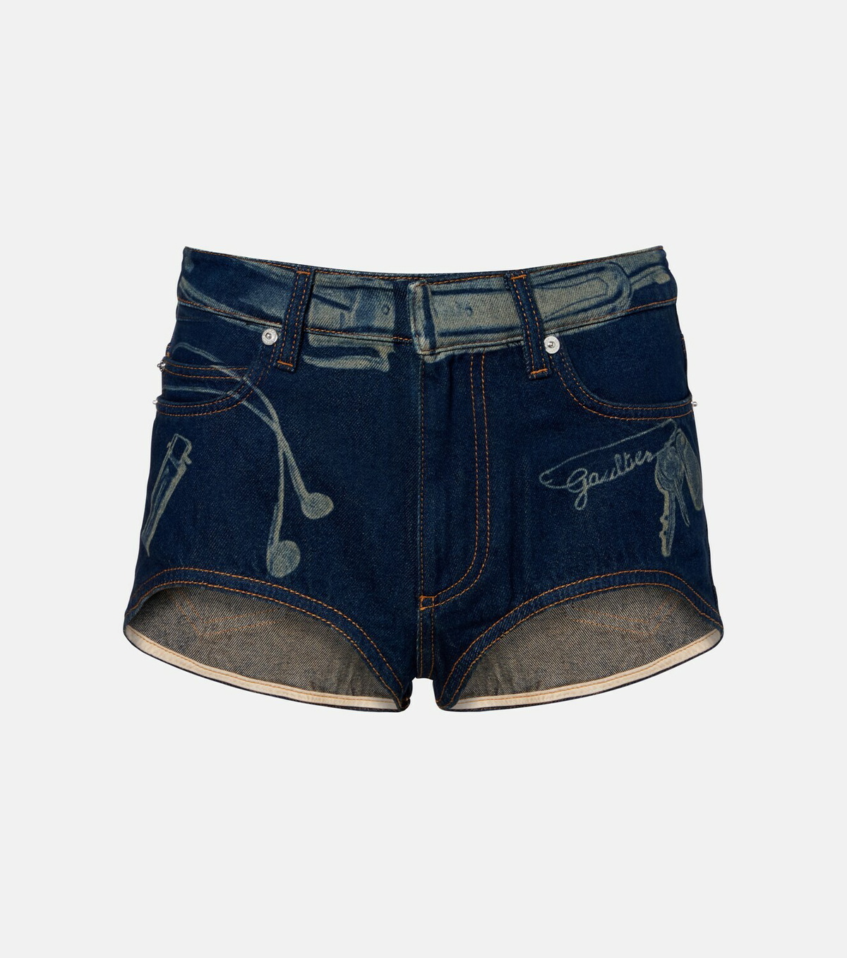 Jean Paul Gaultier Trompe-l'œil denim shorts