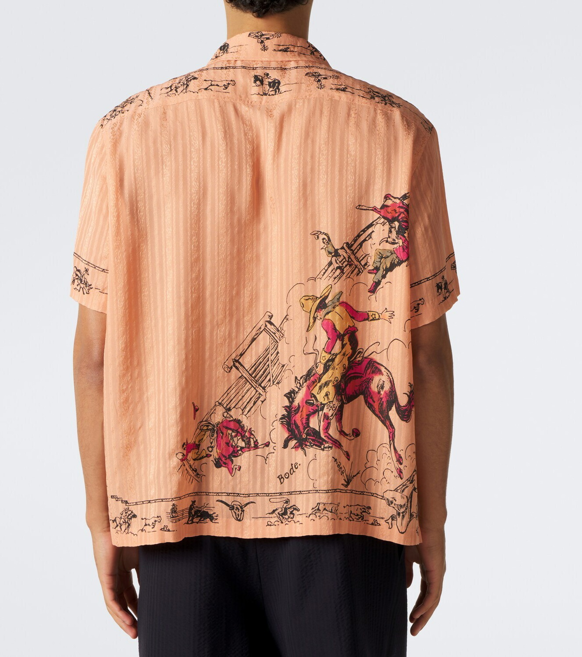 Bode Bronco printed silk baseball shirt