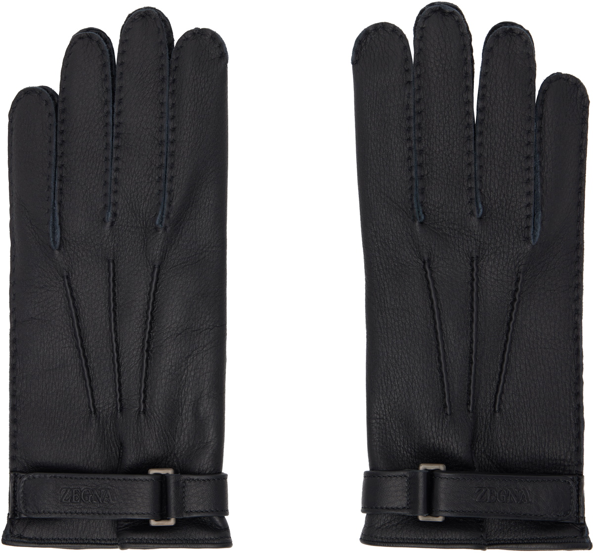ZEGNA Black Deerskin Gloves