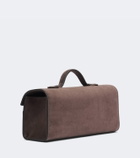 Savette Symmetry Slim suede top-handle bag