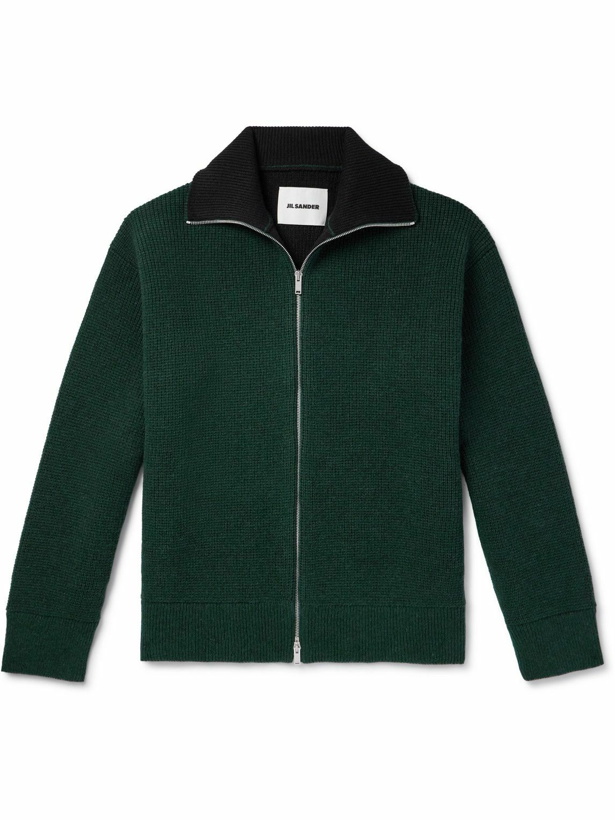 Photo: Jil Sander - Double-Faced Ribbed Wool and Cashmere-Blend Zip-Up Sweater - Green